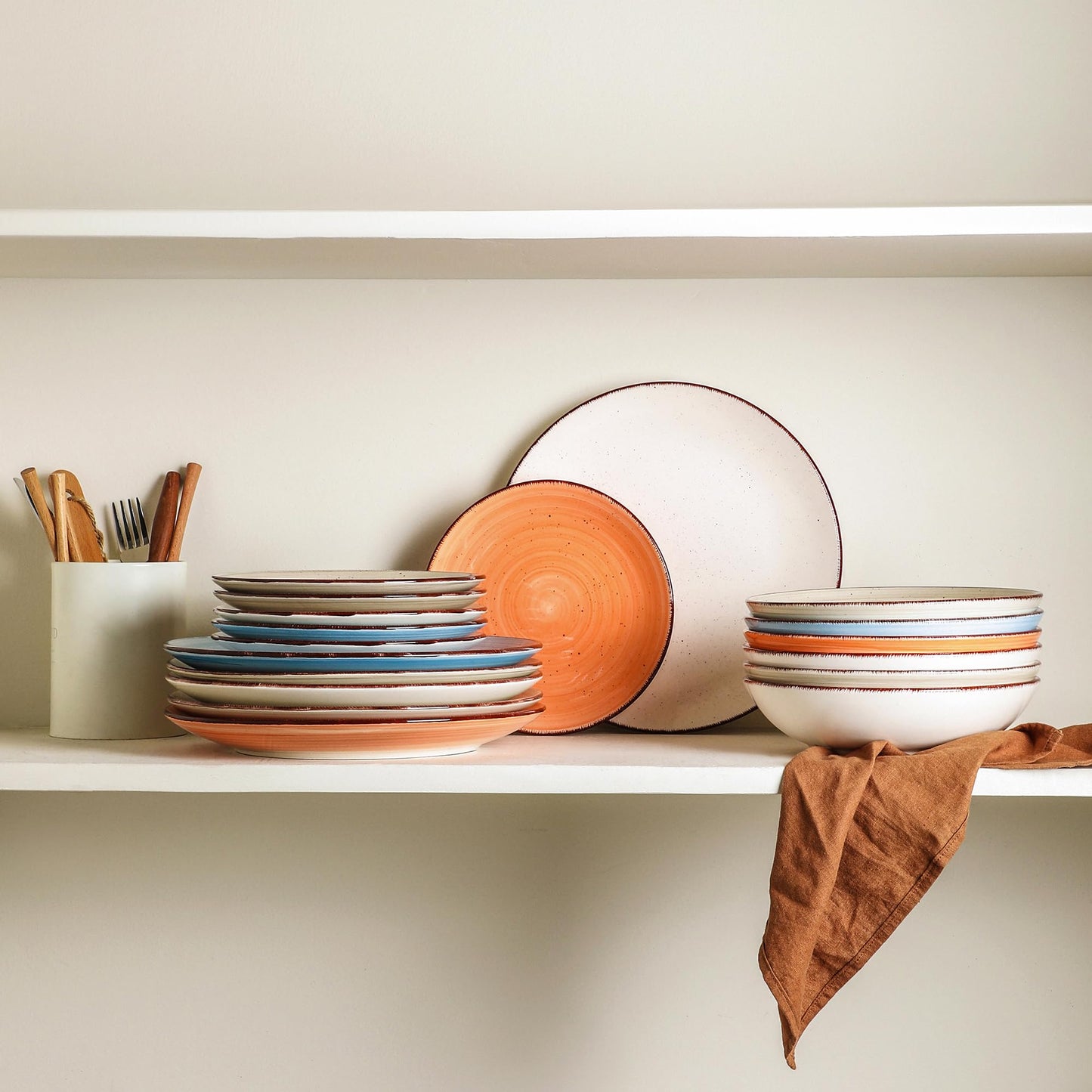 TootieWare 10.5-Inch Ceramic Dinner Plates – Set of 6, Blue
