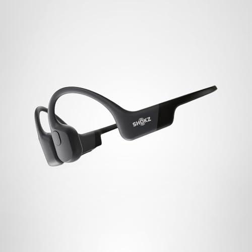 SHOKZ OpenRun Bone Conduction Open-Ear Bluetooth Sport Headphones, Running Workout Bundle with Waterproof Carrying Case & Sweat Headband, IP67 Sweat Resistant, 8H Playtime, Mic, Black