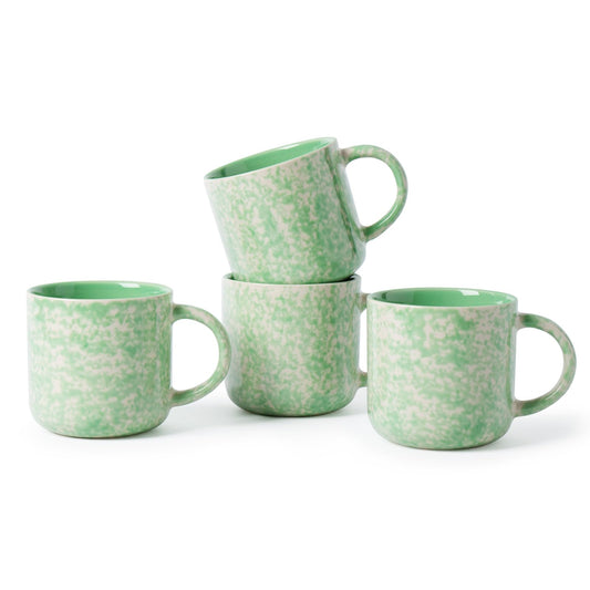 MONITO 12oz Ceramic Coffee Mugs with Handle – Set of 4, Green