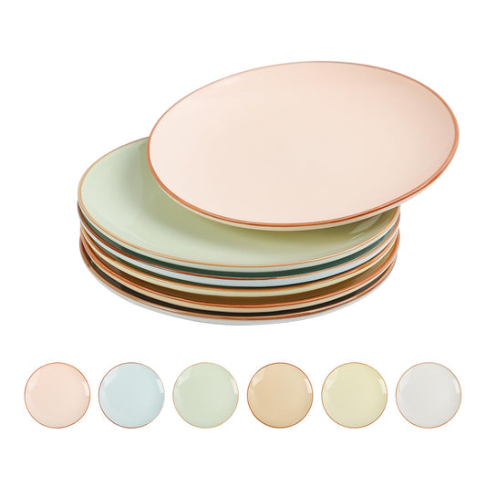 8-Inch Colorful Ceramic Dessert Plates – Set of 6, Assorted Candy Hues