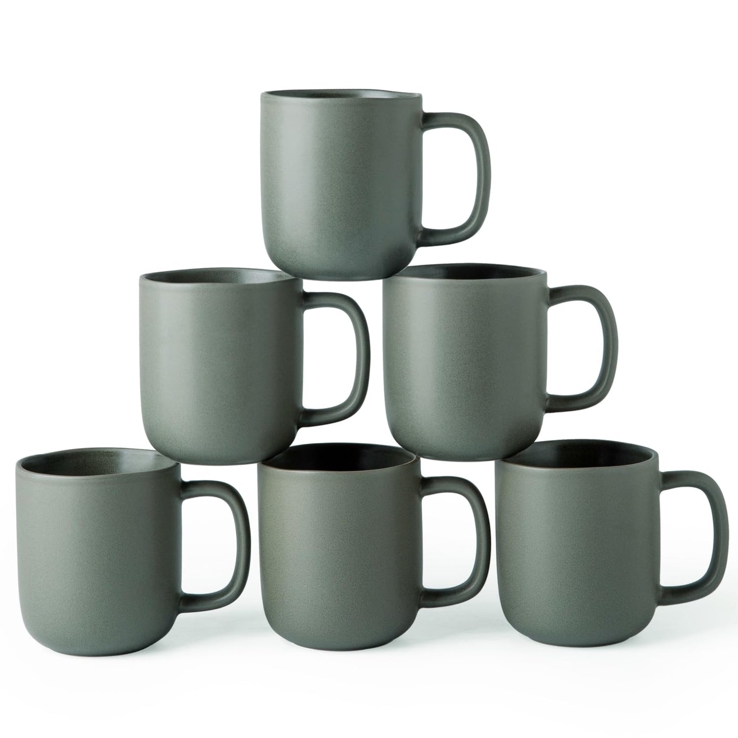 AmorArc 14oz Ceramic Coffee Mugs – Set of 6 with Wavy Rim & Large Handle