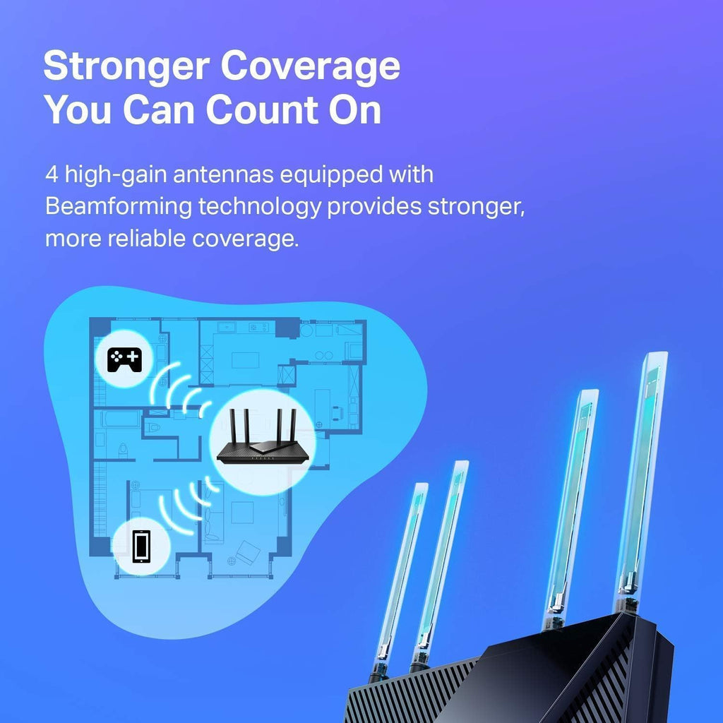 TP-Link AX1800 WiFi 6 Router (Archer AX21) – Dual Band Wireless Internet, Gigabit, Easy Mesh, Works with Alexa - A Certified for Humans Device, Free Expert Support