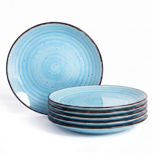 TootieWare 10.5-Inch Ceramic Dinner Plates – Set of 6, Blue