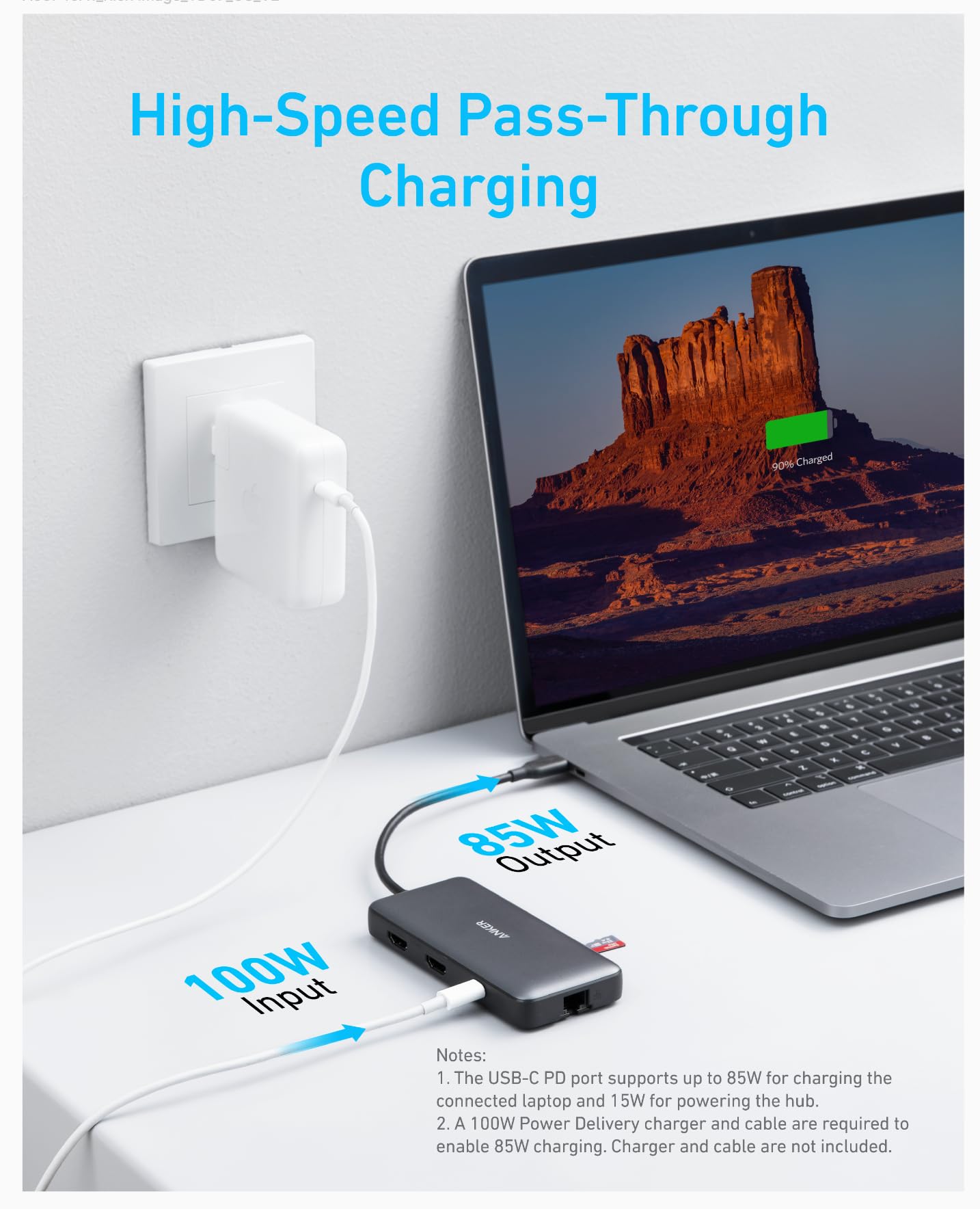 Anker Laptop Docking Station Dual Monitor, 8-in-1 USB C Hub, 4K Dual Monitor with 2 HDMI, 1 Gbps Ethernet Hub, 85W Power Delivery, SD Card Reader, for XPS and More (Charger not Included)