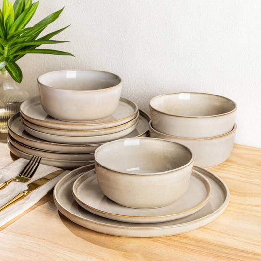 AmorArc Reactive Glaze Stoneware Dinnerware Set – Service for 8