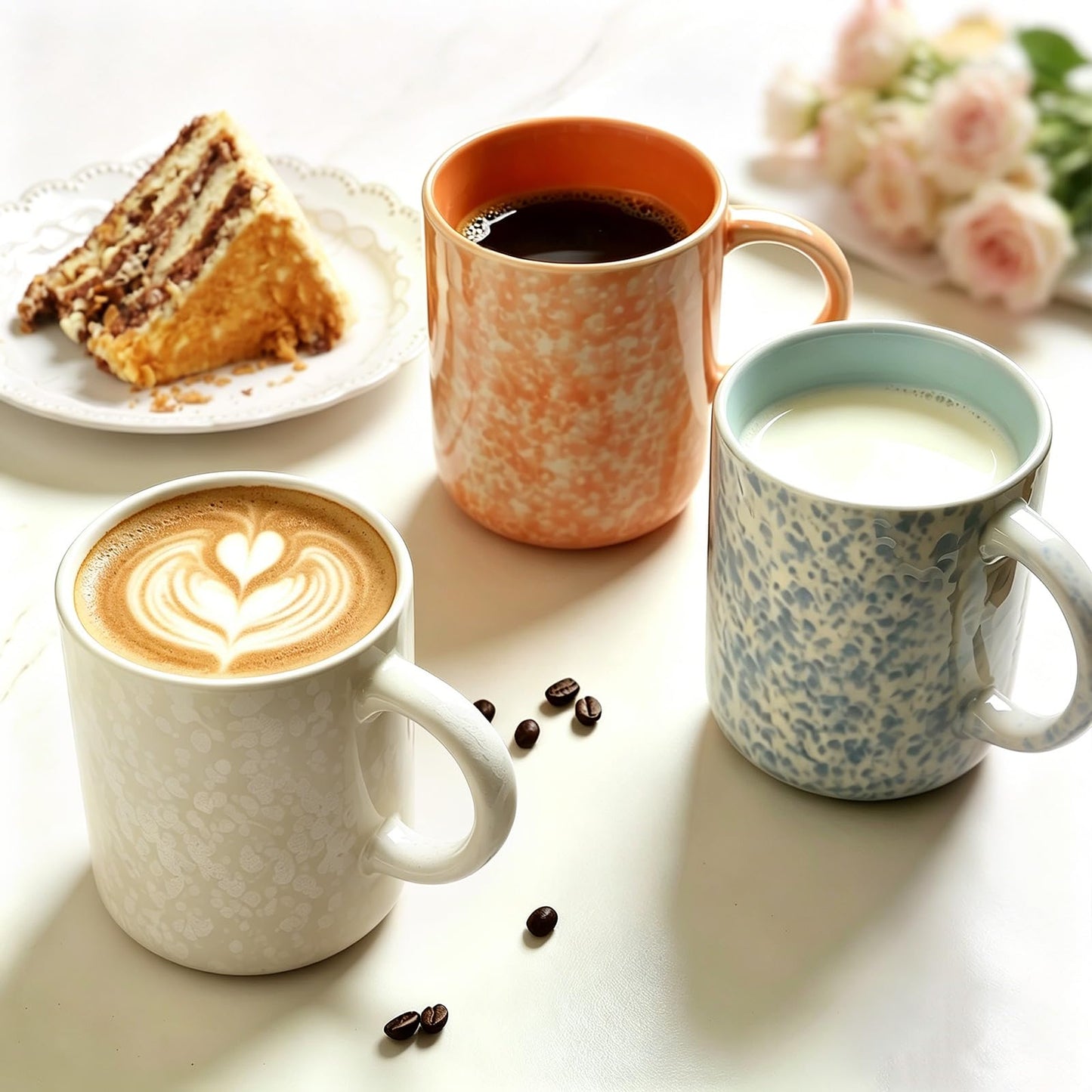 MONITO 17oz Ceramic Coffee Mugs with Handle – Set of 4