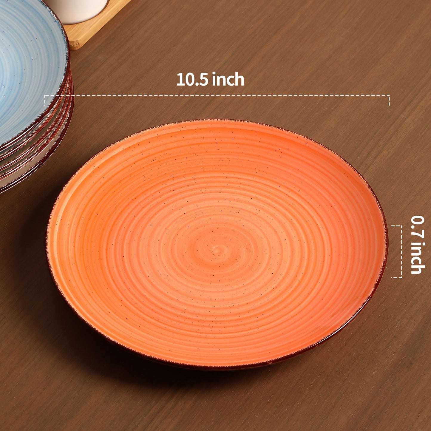 TootieWare 10.5-Inch Ceramic Dinner Plates – Set of 6, Blue