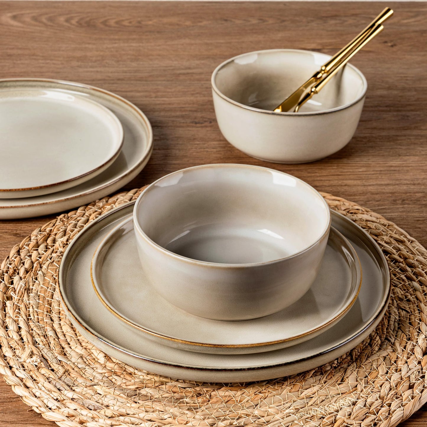 AmorArc Reactive Glaze Stoneware Dinnerware Set – Service for 8