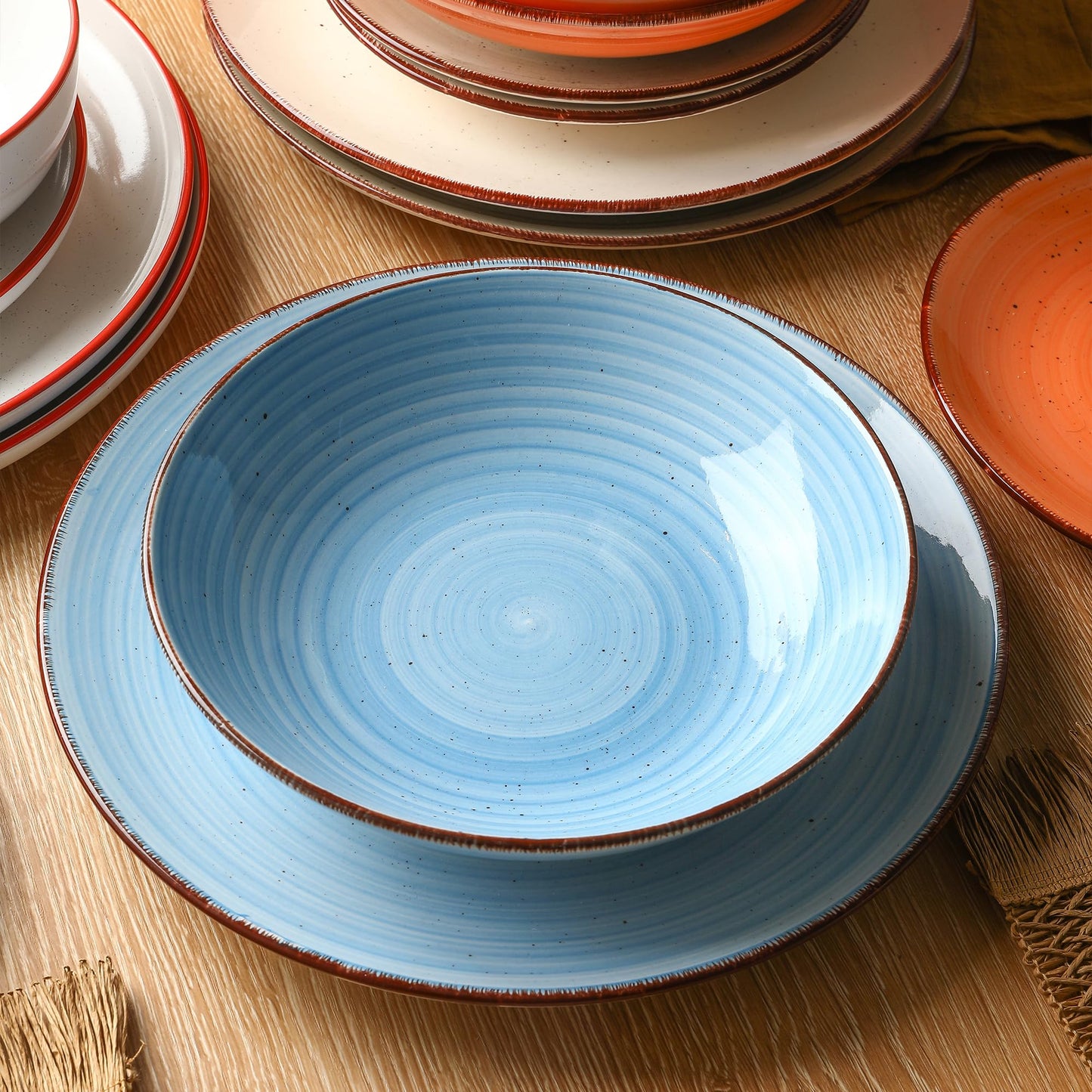 TootieWare 10.5-Inch Ceramic Dinner Plates – Set of 6, Blue