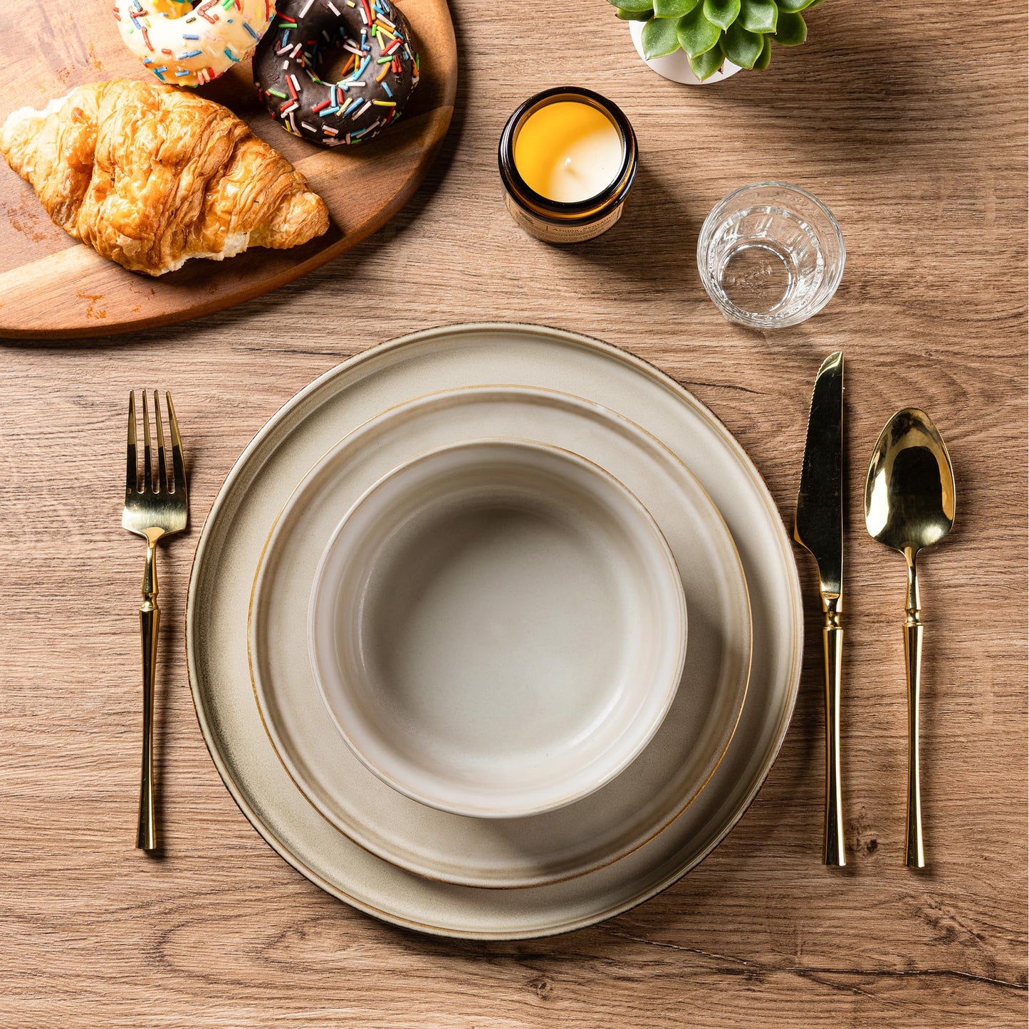 AmorArc Reactive Glaze Stoneware Dinnerware Set – Service for 8